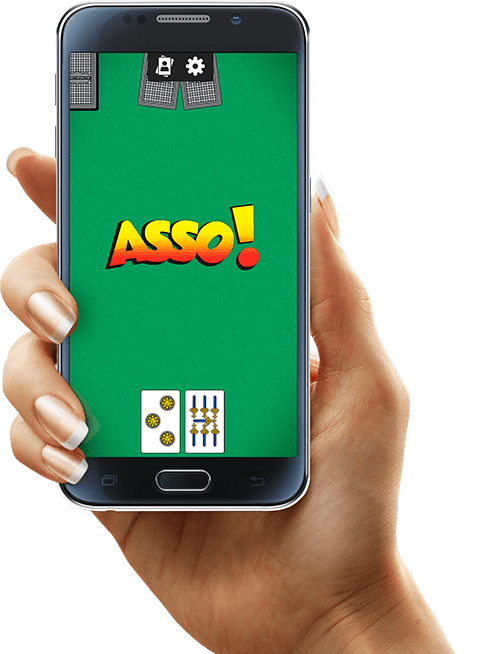 Immagine che mostra una mano che tiene un telefono cellulare col gioco di Assopiglia Più sul suo schermo